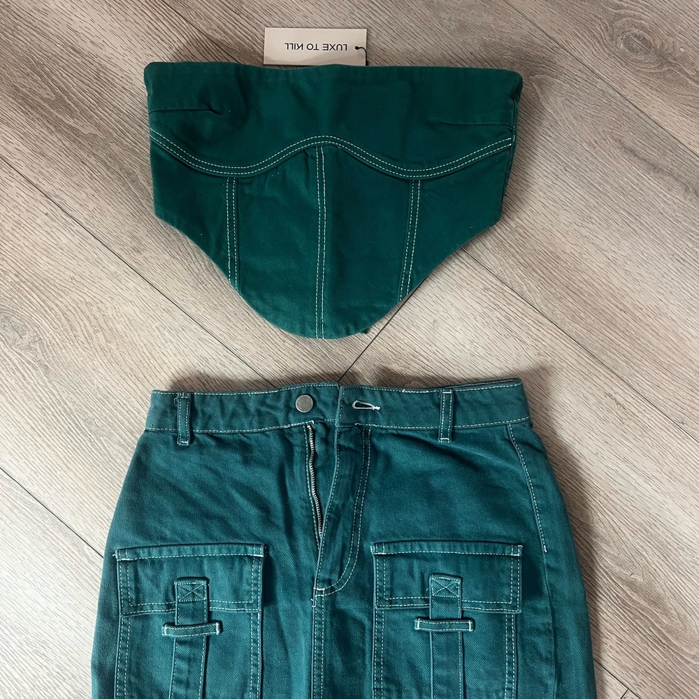 Luxe to Kill Set Teal Denim Skirt with Pockets